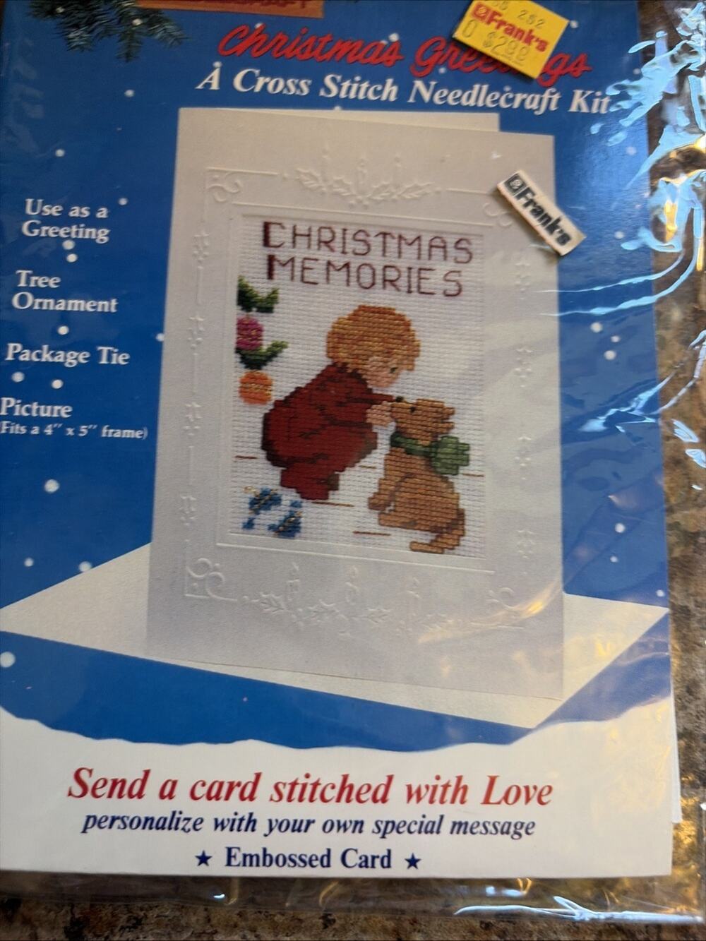 Vintage Bucilla Christmas Memories Girl Dog Cross Stitch Kit 01033 Sealed